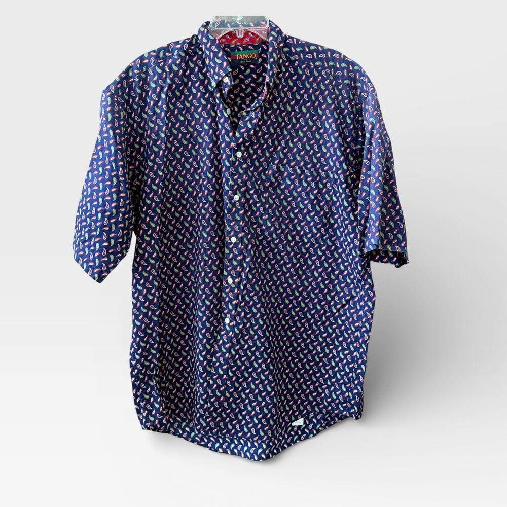 Vintage Tango Max Raab Mens Button Down Paisley Print Size Large Colorful